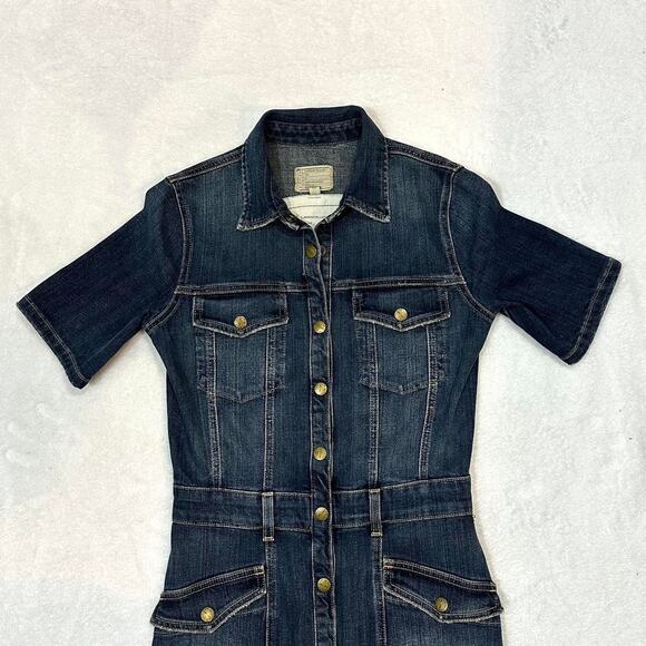 Retro Jean Moto Dress Current/Elliott ‘The Trucker Shirt Dress’ - Picture 2 of 6